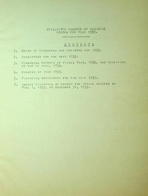 Primary view of object titled 'Stillwater, Oklahoma Chamber of Commerce record for the year 1933'.
