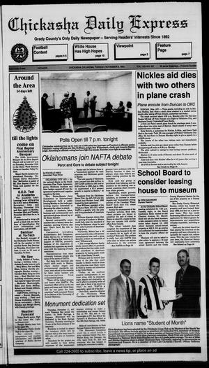 Chickasha Daily Express (Chickasha, Okla.), Vol. 102, No. 207, Ed. 1 Tuesday, November 9, 1993