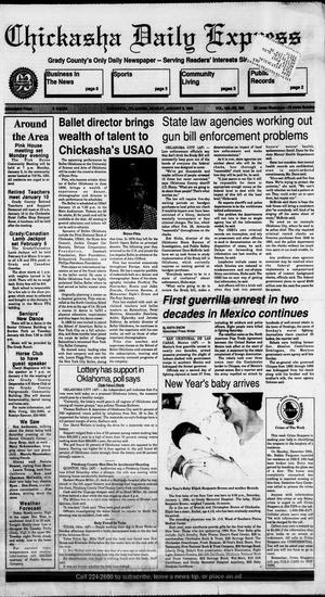 Primary view of object titled 'Chickasha Daily Express (Chickasha, Okla.), Vol. 103, No. 254, Ed. 1 Monday, January 3, 1994'.