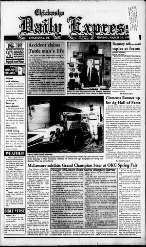Primary view of object titled 'Chickasha Daily Express (Chickasha, Okla.), Ed. 1 Monday, March 30, 1998'.