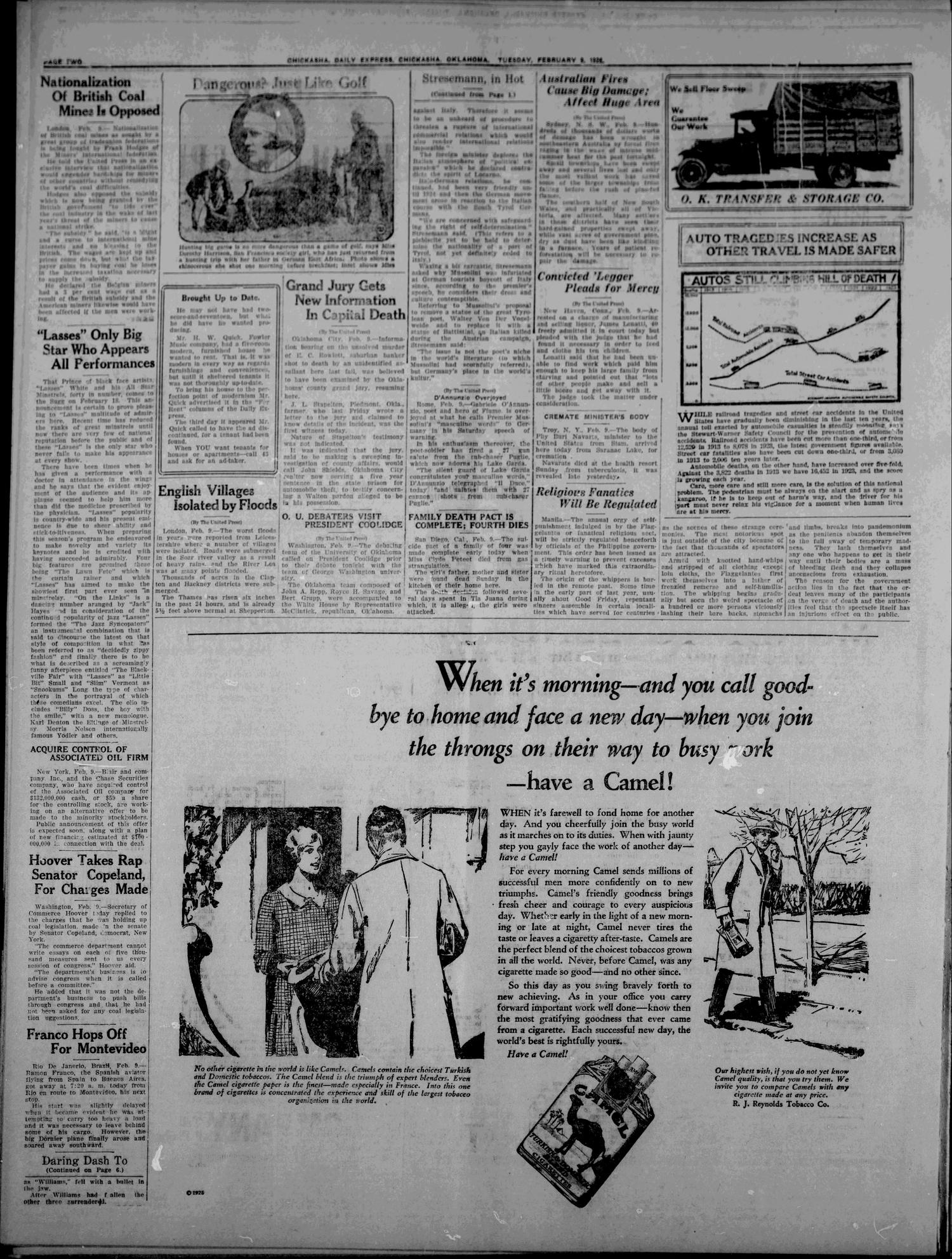 Chickasha Daily Express (Chickasha, Okla.), Vol. 25, No. 255, Ed. 1 Tuesday, February 9, 1926
                                                
                                                    [Sequence #]: 2 of 8
                                                