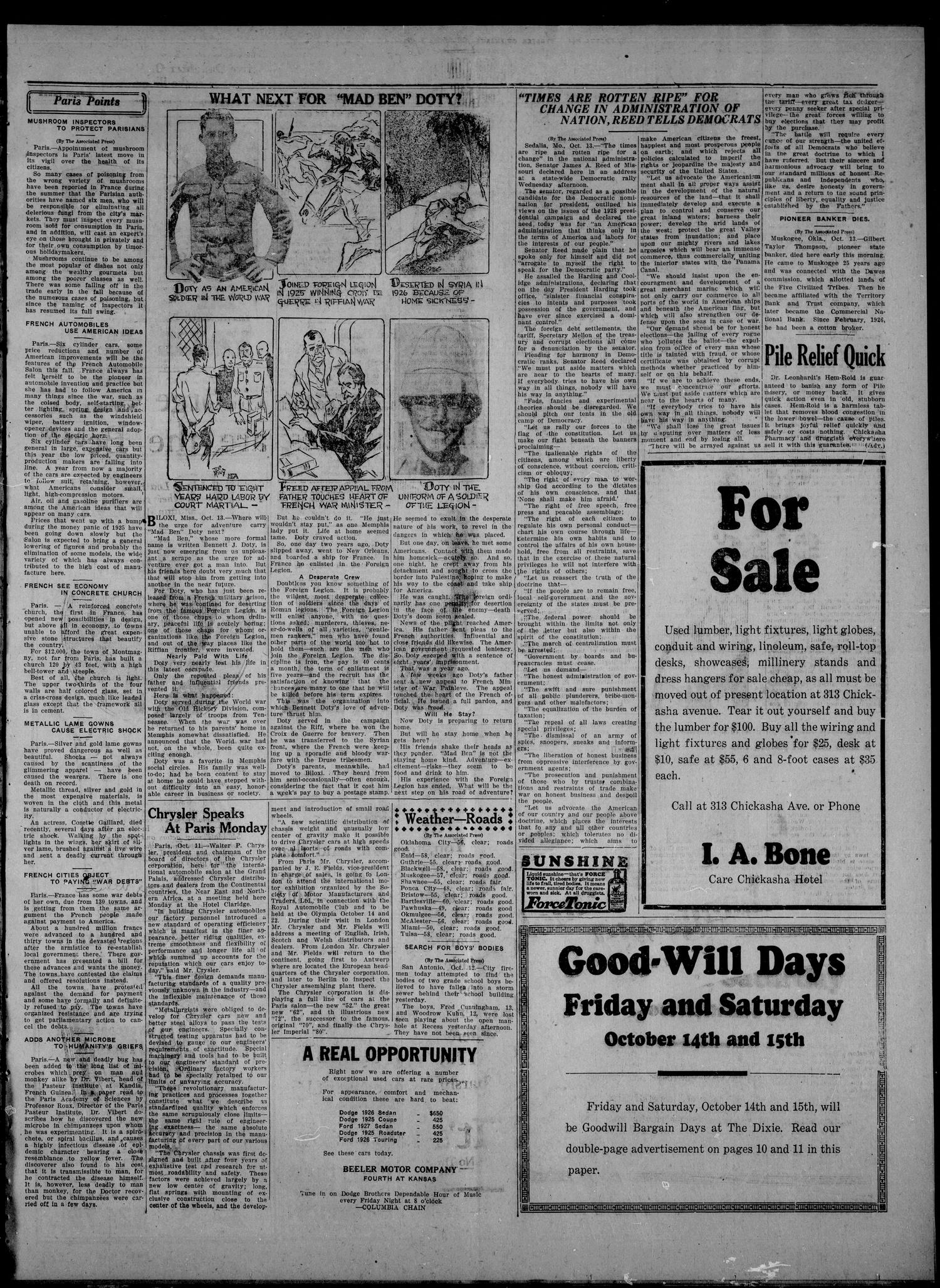 Chickasha Daily Express (Chickasha, Okla.), Vol. 27, No. 161, Ed. 1 Thursday, October 13, 1927
                                                
                                                    [Sequence #]: 3 of 12
                                                