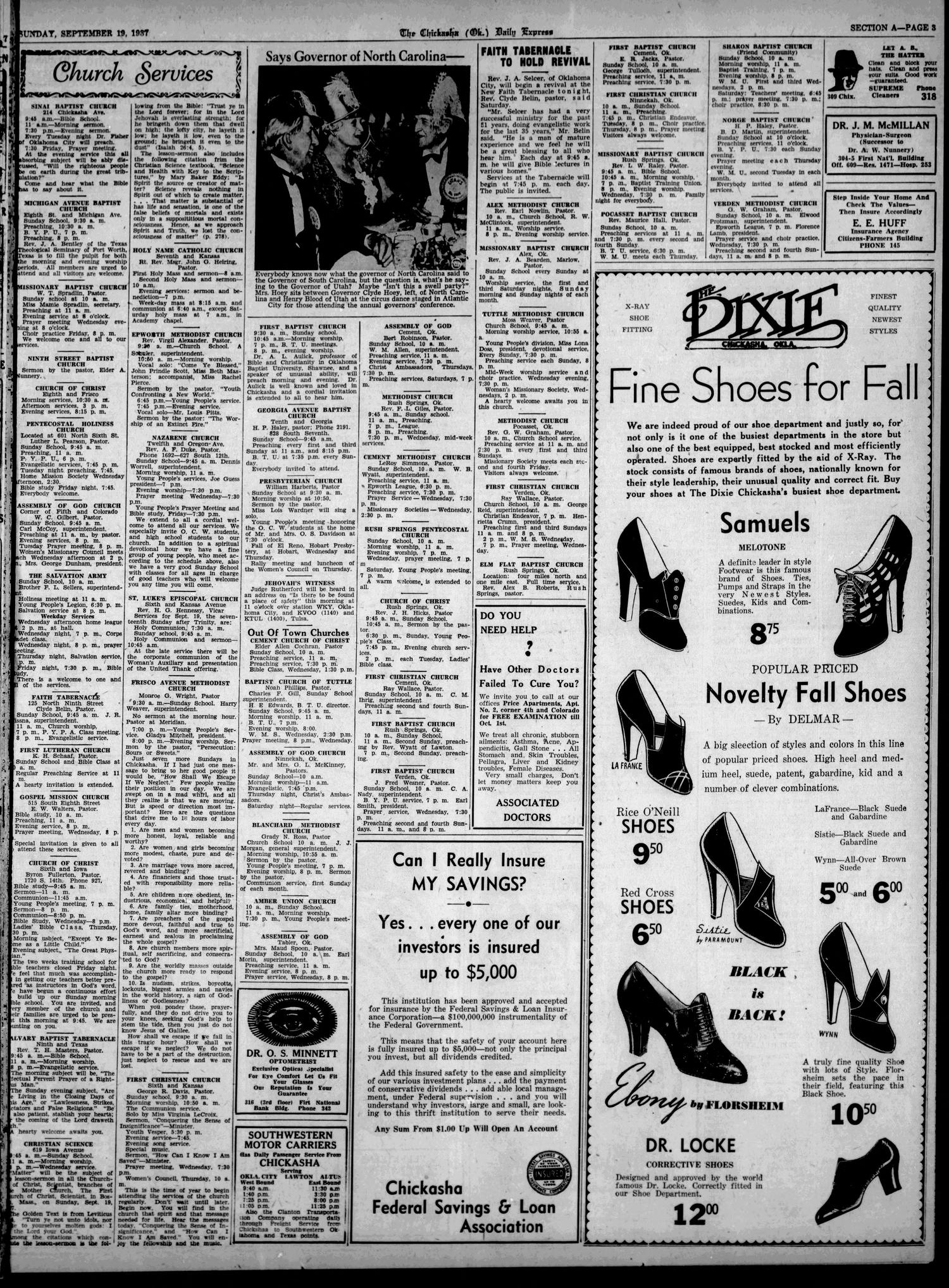 The Chickasha Daily Express (Chickasha, Okla.), Vol. 39, No. 187, Ed. 1 Sunday, September 19, 1937
                                                
                                                    [Sequence #]: 3 of 14
                                                