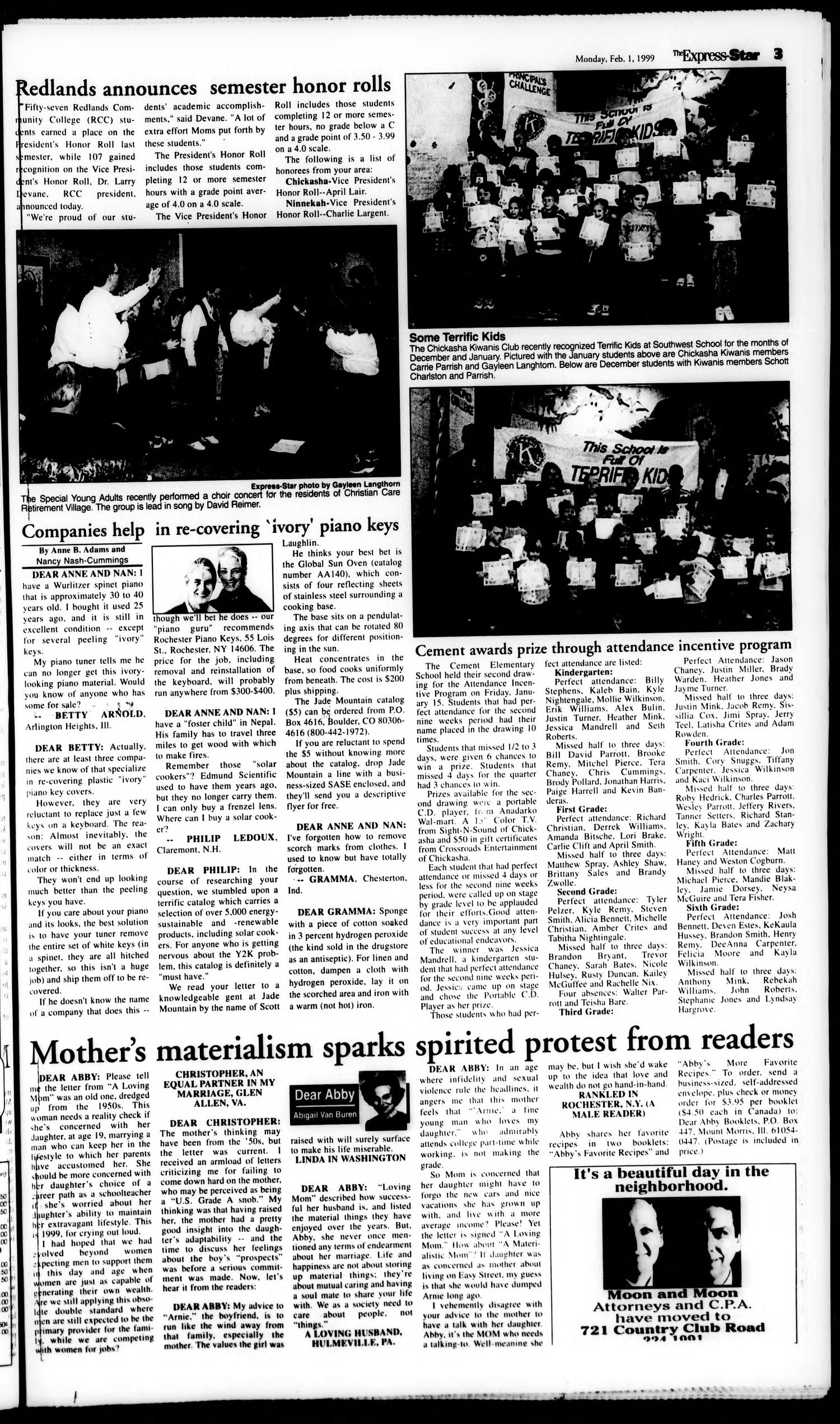 The Express-Star (Chickasha, Okla.), Ed. 1 Monday, February 1, 1999
                                                
                                                    [Sequence #]: 3 of 8
                                                