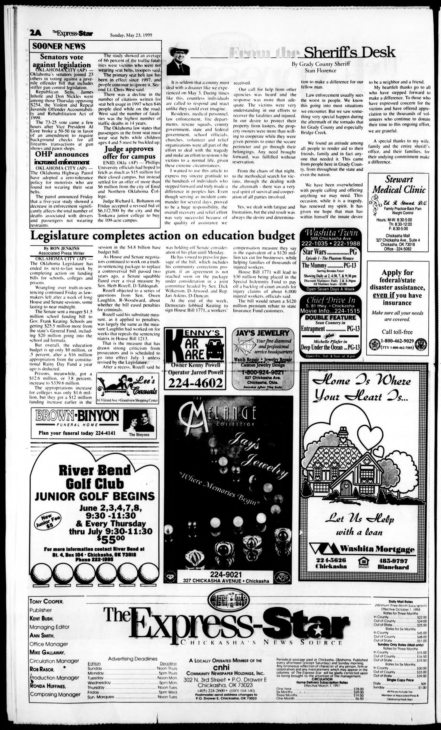 The Express-Star (Chickasha, Okla.), Ed. 1 Sunday, May 23, 1999
                                                
                                                    [Sequence #]: 2 of 34
                                                