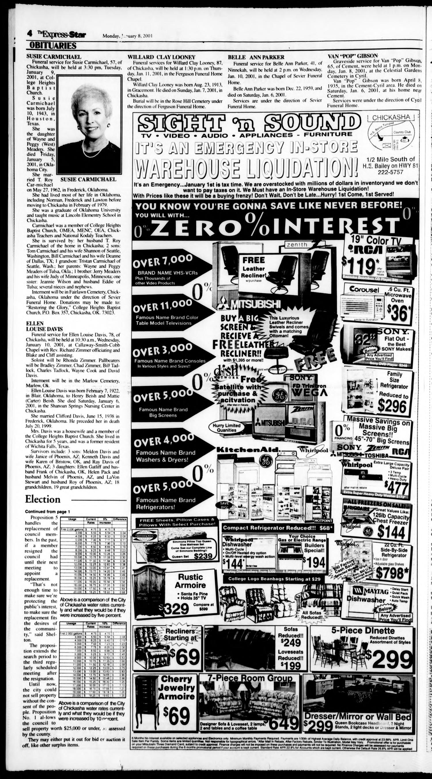 The Express-Star (Chickasha, Okla.), Ed. 1 Monday, January 8, 2001
                                                
                                                    [Sequence #]: 4 of 12
                                                