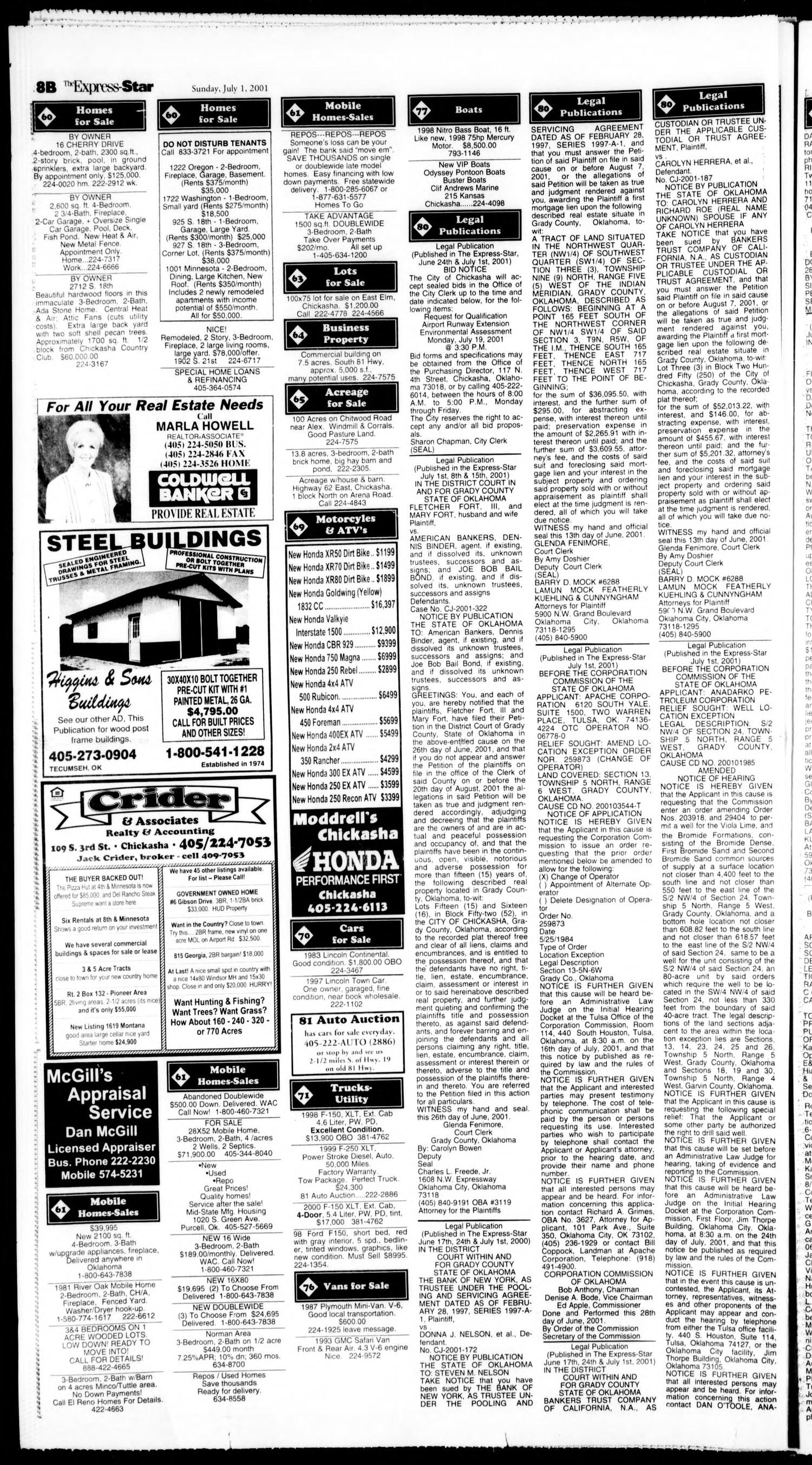 The Express-Star (Chickasha, Okla.), Ed. 1 Sunday, July 1, 2001
                                                
                                                    [Sequence #]: 20 of 28
                                                