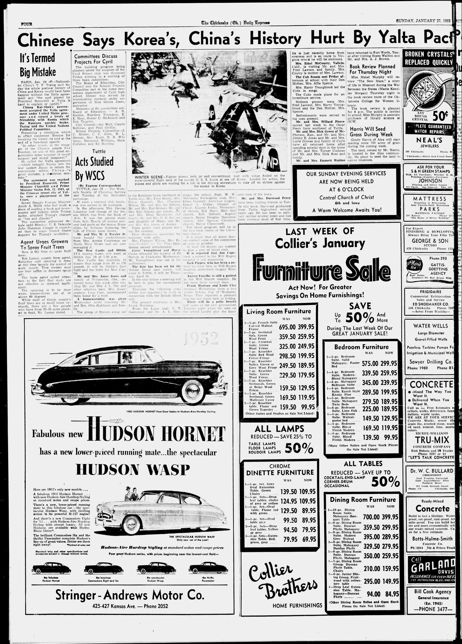 The Chickasha Daily Express (Chickasha, Okla.), Vol. 58, No. 277, Ed. 1 Sunday, January 27, 1952
                                                
                                                    [Sequence #]: 4 of 16
                                                