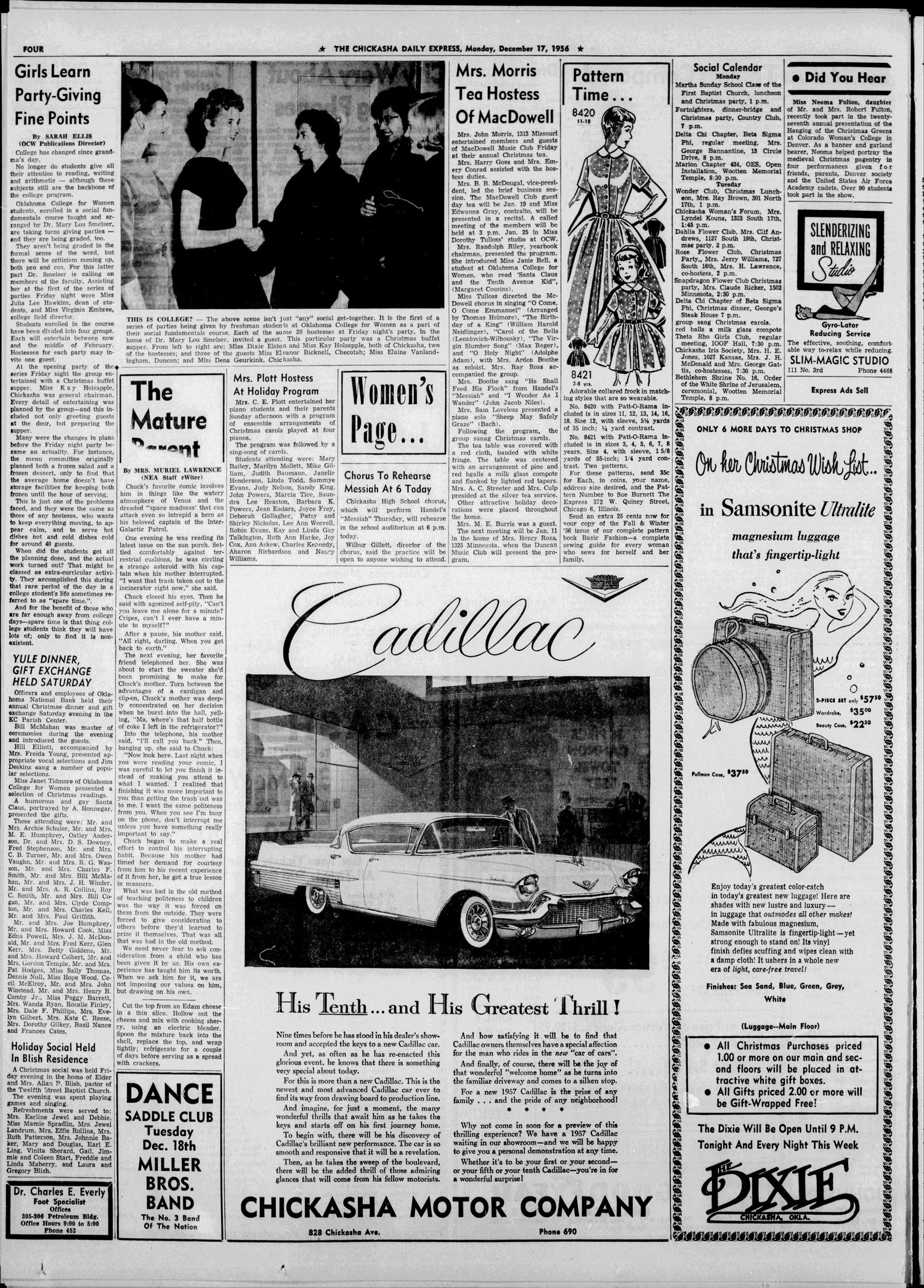 The Chickasha Daily Express (Chickasha, Okla.), Vol. 64, No. 239, Ed. 1 Monday, December 17, 1956
                                                
                                                    [Sequence #]: 4 of 8
                                                