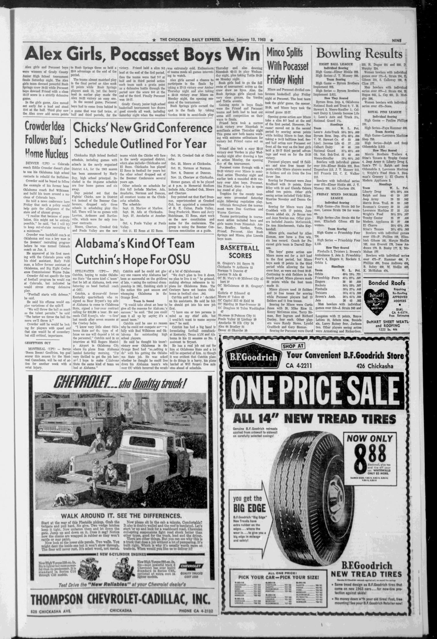 The Chickasha Daily Express (Chickasha, Okla.), Vol. 70, No. 288, Ed. 1 Sunday, January 13, 1963
                                                
                                                    [Sequence #]: 9 of 12
                                                