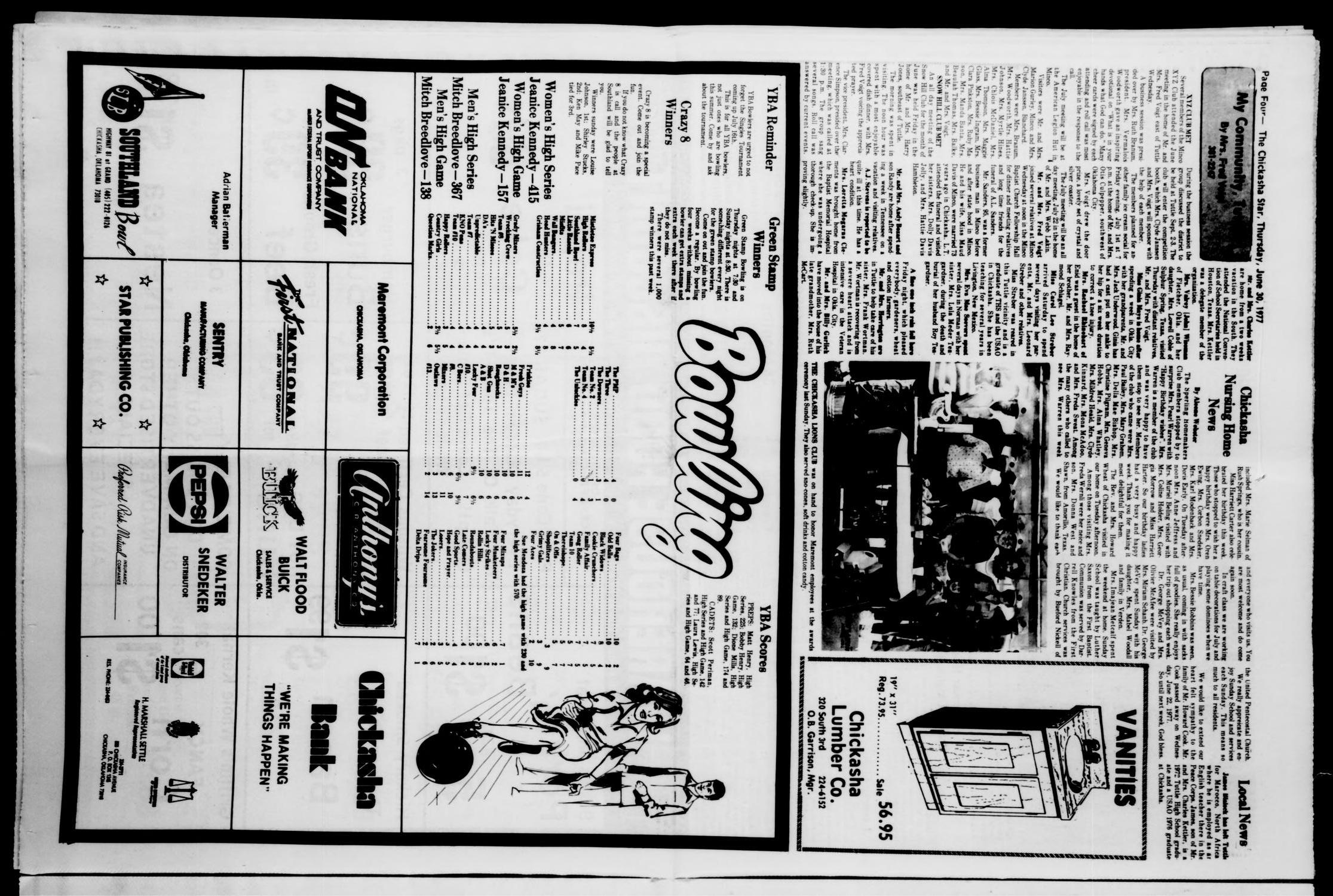 The Chickasha Star (Chickasha, Okla.), Vol. 75, No. 16, Ed. 1 Thursday, June 30, 1977
                                                
                                                    [Sequence #]: 4 of 12
                                                