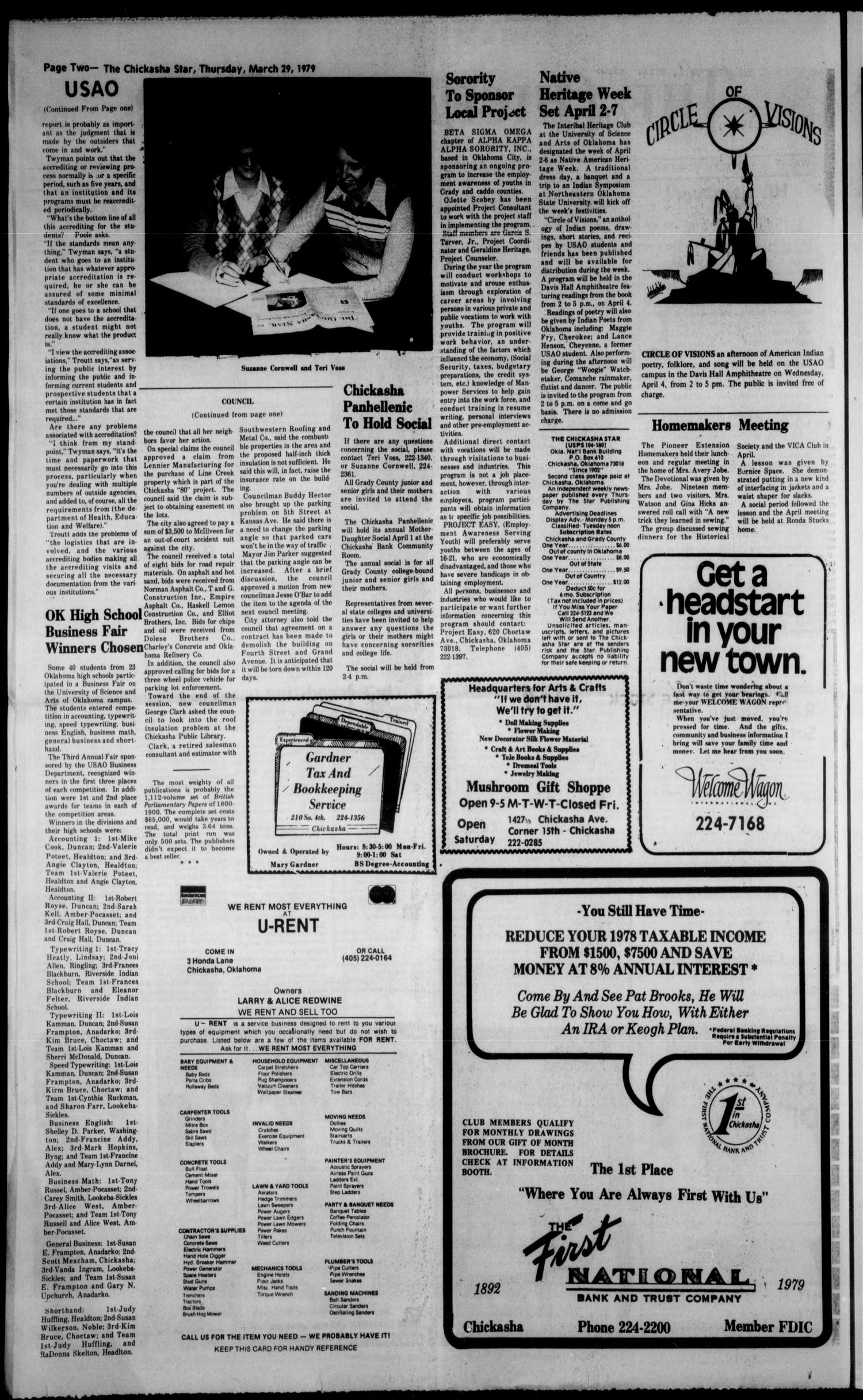 The Chickasha Star (Chickasha, Okla.), Vol. 77, No. 3, Ed. 1 Thursday, March 29, 1979
                                                
                                                    [Sequence #]: 2 of 28
                                                