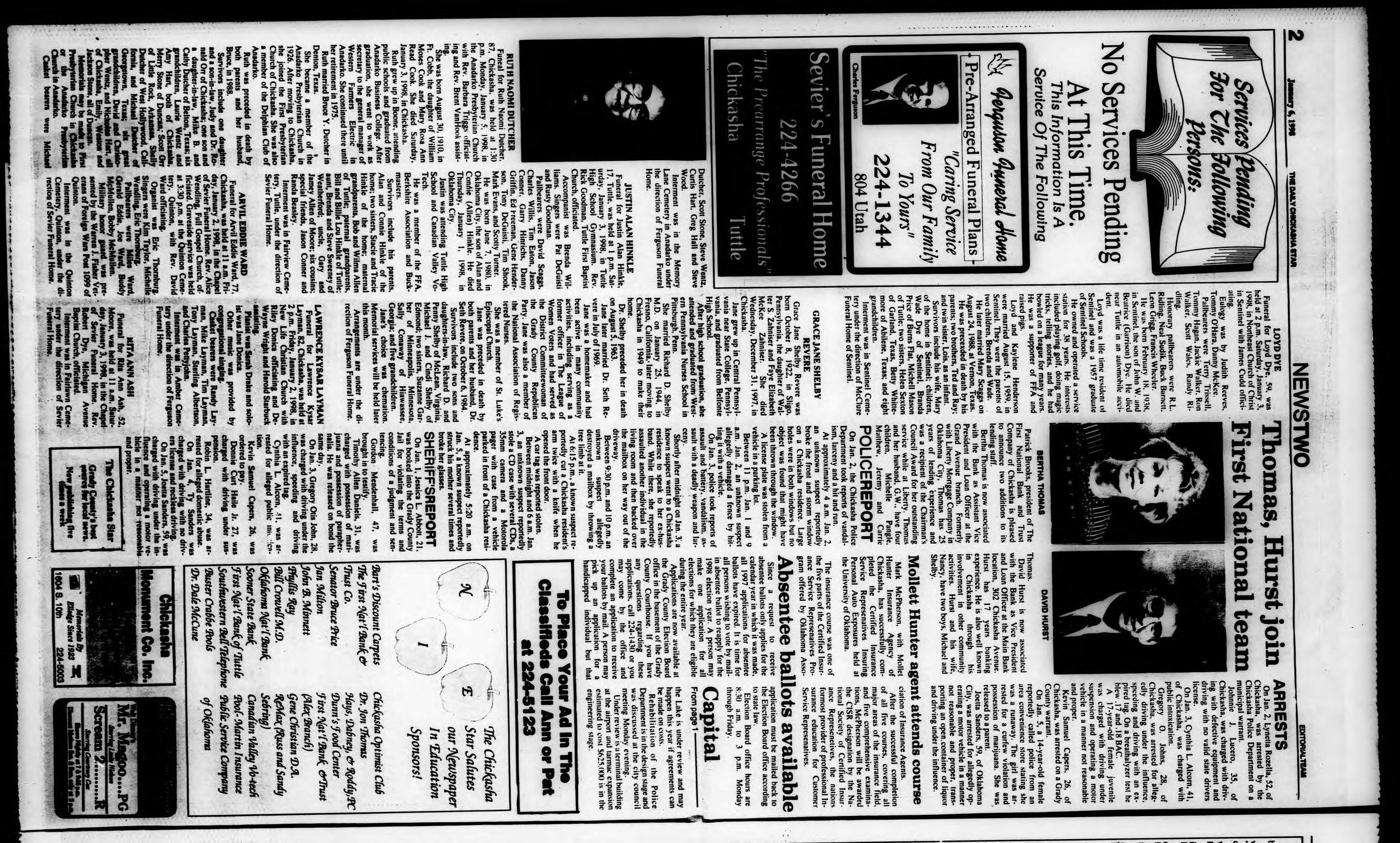 The Daily Chickasha Star (Chickasha, Okla.), Vol. 97, No. 3, Ed. 1 Tuesday, January 6, 1998
                                                
                                                    [Sequence #]: 2 of 8
                                                