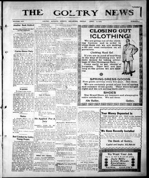 Primary view of object titled 'The Goltry News (Goltry, Okla.), Ed. 1 Friday, April 23, 1909'.