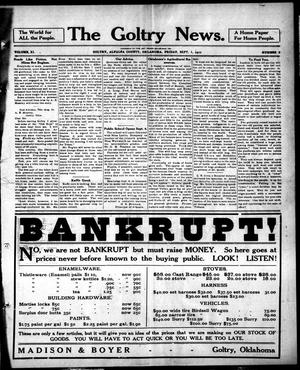 Primary view of object titled 'The Goltry News. (Goltry, Okla.), Ed. 1 Friday, September 1, 1911'.