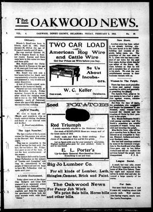 The Oakwood News. (Oakwood, Okla.), Vol. 4, No. 39, Ed. 1 Friday, February 2, 1912