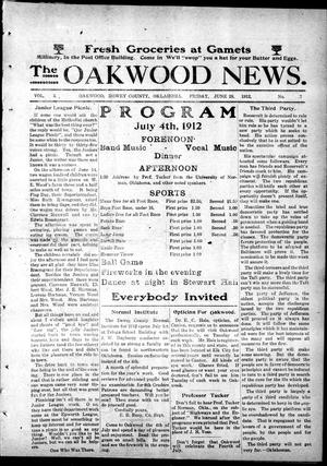 The Oakwood News. (Oakwood, Okla.), Vol. 5, No. 7, Ed. 1 Friday, June 28, 1912