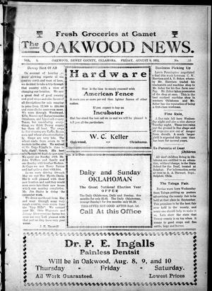 The Oakwood News. (Oakwood, Okla.), Vol. 5, No. 13, Ed. 1 Friday, August 9, 1912