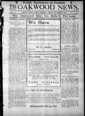 The Oakwood News. (Oakwood, Okla.), Vol. 5, No. 18, Ed. 1 Friday, September 13, 1912