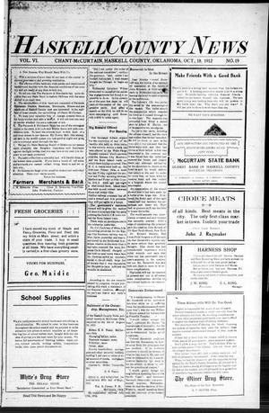 Haskell County News (Chant-McCurtain, Okla.), Vol. 6, No. 19, Ed. 1 Friday, October 18, 1912