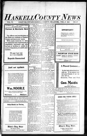 Haskell County News (Chant-McCurtain, Okla.), Vol. 6, No. 37, Ed. 1 Friday, February 21, 1913