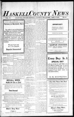 Haskell County News (Chant-McCurtain, Okla.), Vol. 6, No. 40, Ed. 1 Friday, March 14, 1913