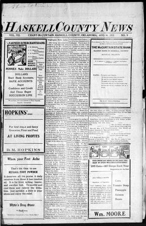 Haskell County News (Chant-McCurtain, Okla.), Vol. 7, No. 9, Ed. 1 Thursday, August 14, 1913