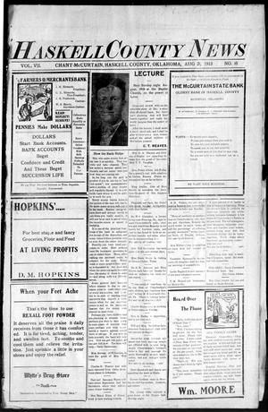 Haskell County News (Chant-McCurtain, Okla.), Vol. 7, No. 10, Ed. 1 Thursday, August 21, 1913