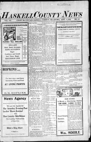 Haskell County News (Chant-McCurtain, Okla.), Vol. 7, No. 12, Ed. 1 Thursday, September 4, 1913