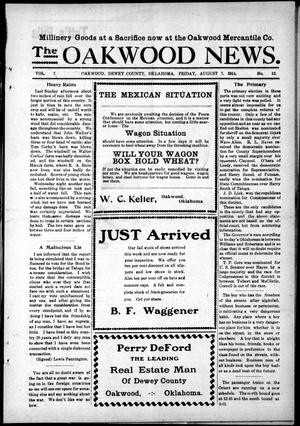 The Oakwood News. (Oakwood, Okla.), Vol. 7, No. 12, Ed. 1 Friday, August 7, 1914