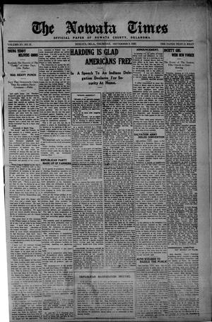 The Nowata Times (Nowata, Okla.), Vol. 15, No. 21, Ed. 1 Thursday, September 9, 1920
