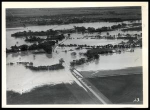 Aerial Shot of a Flooded Road on the Washita River