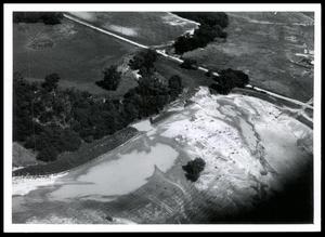 Aerial Shot of Levee Breaks, Sediment, and Scour Damage Caused By Storm of May 18-19 on Cow Creek near Addington
