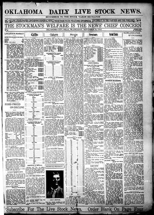 Primary view of object titled 'Oklahoma Daily Live Stock News. (Oklahoma City, Okla.), Vol. 1, No. 69, Ed. 1 Wednesday, November 16, 1910'.