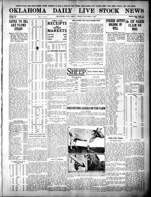 Primary view of object titled 'Oklahoma Daily Live Stock News (Oklahoma City, Okla.), Vol. 7, No. 147, Ed. 1 Friday, October 5, 1917'.