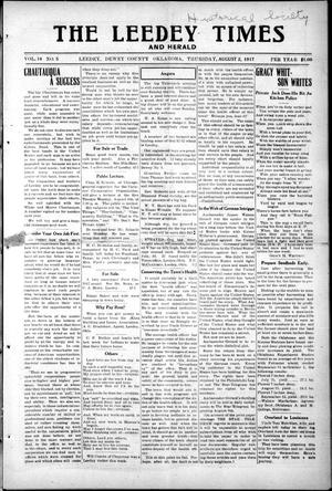 The Leedey Times and Herald (Leedey, Okla.), Vol. 14, No. 5, Ed. 1 Thursday, August 2, 1917