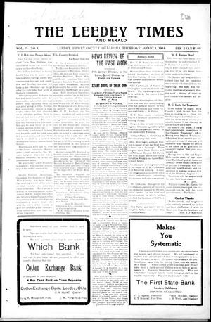 The Leedey Times and Herald (Leedey, Okla.), Vol. 15, No. 4, Ed. 1 Thursday, August 1, 1918