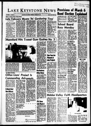 Primary view of object titled 'Lake Keystone News (Mannford, Okla.), Vol. 14, No. 9, Ed. 1 Thursday, February 22, 1973'.