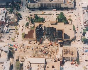 [Aerial View of Murrah Building Damage]