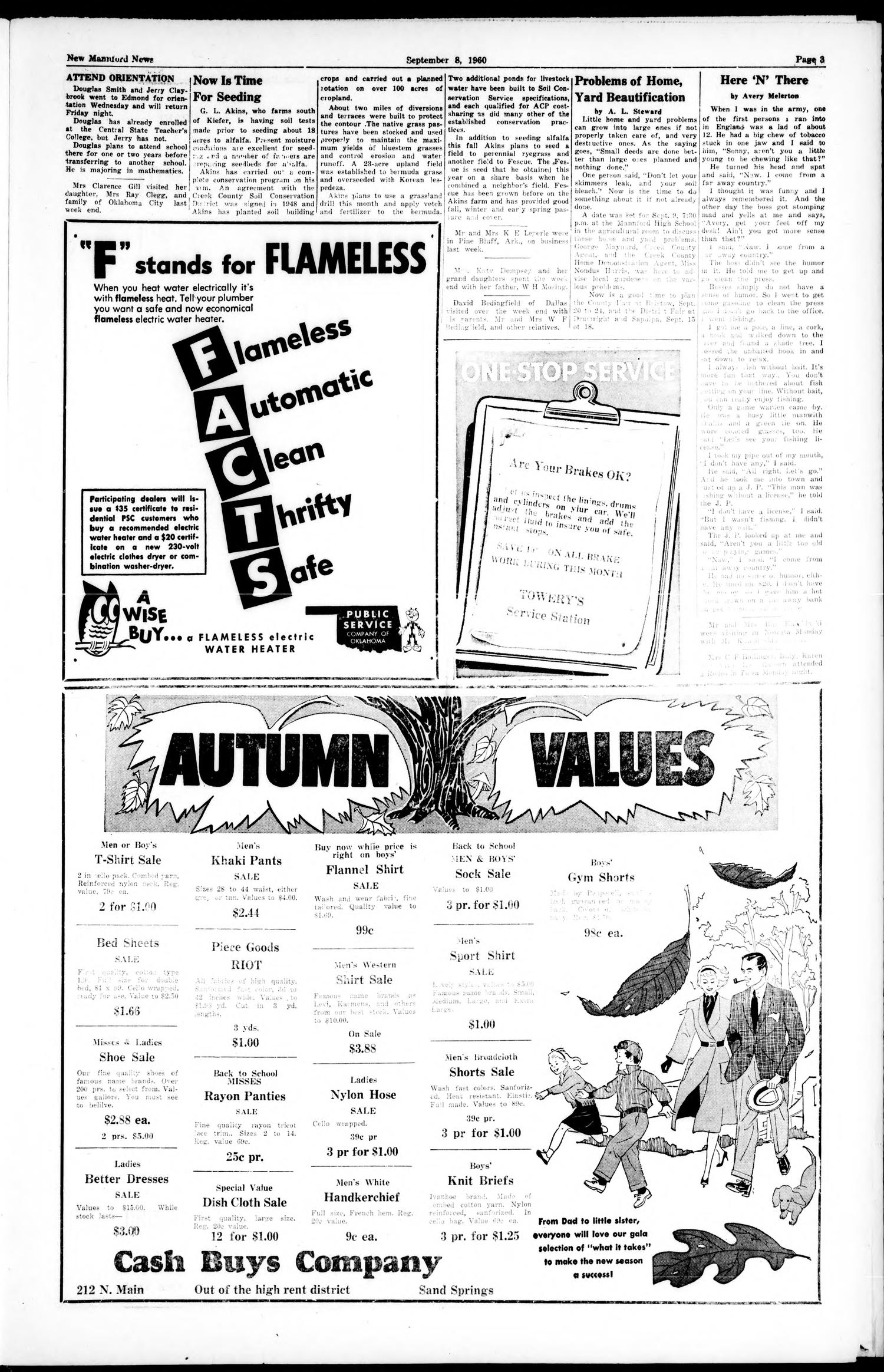 New Mannford News (Mannford, Okla.), Vol. 1, No. 11, Ed. 1 Thursday, September 8, 1960
                                                
                                                    [Sequence #]: 3 of 4
                                                