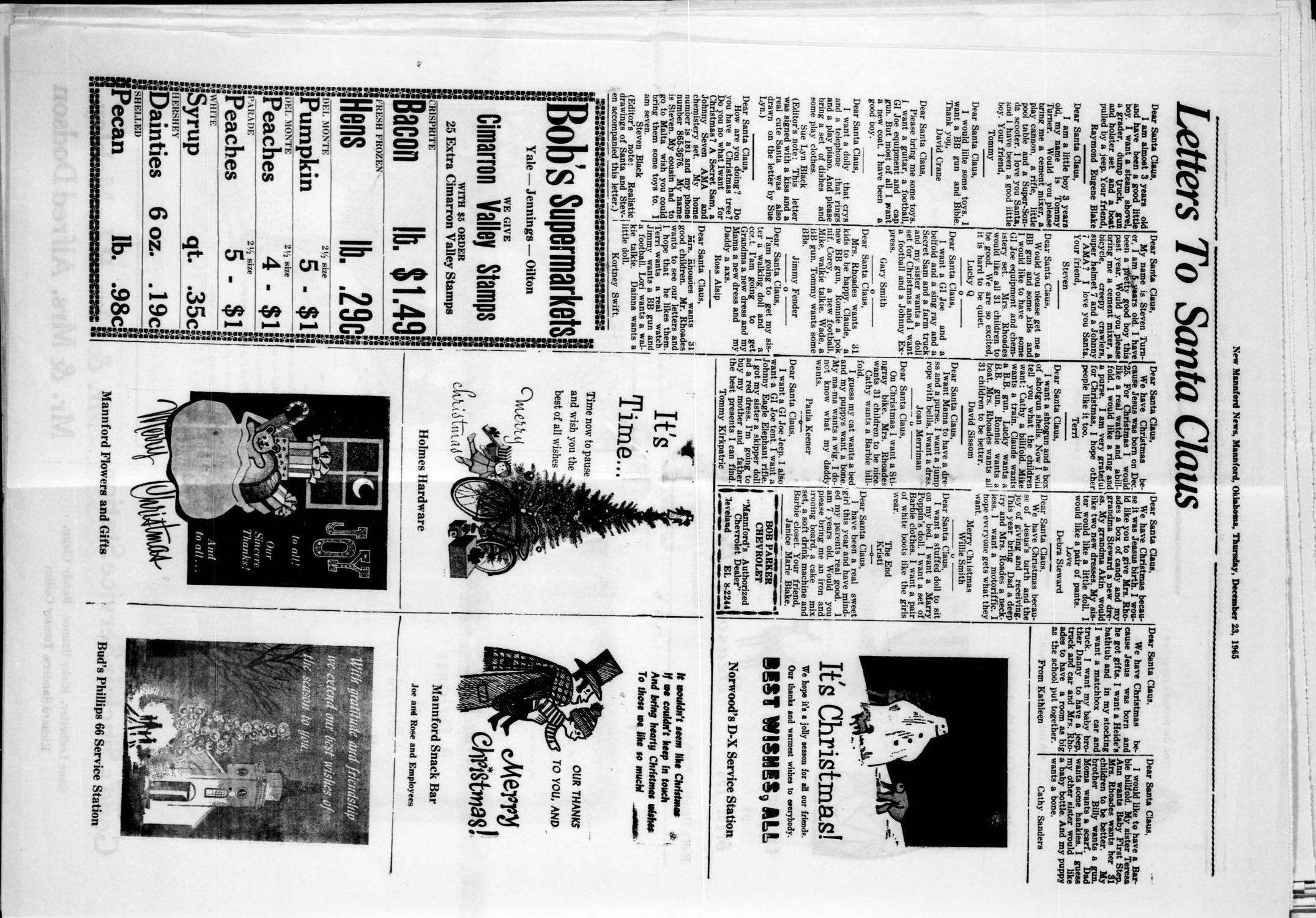 New Mannford News (Mannford, Okla.), Vol. 6, No. 52, Ed. 1 Thursday, December 23, 1965
                                                
                                                    [Sequence #]: 4 of 8
                                                