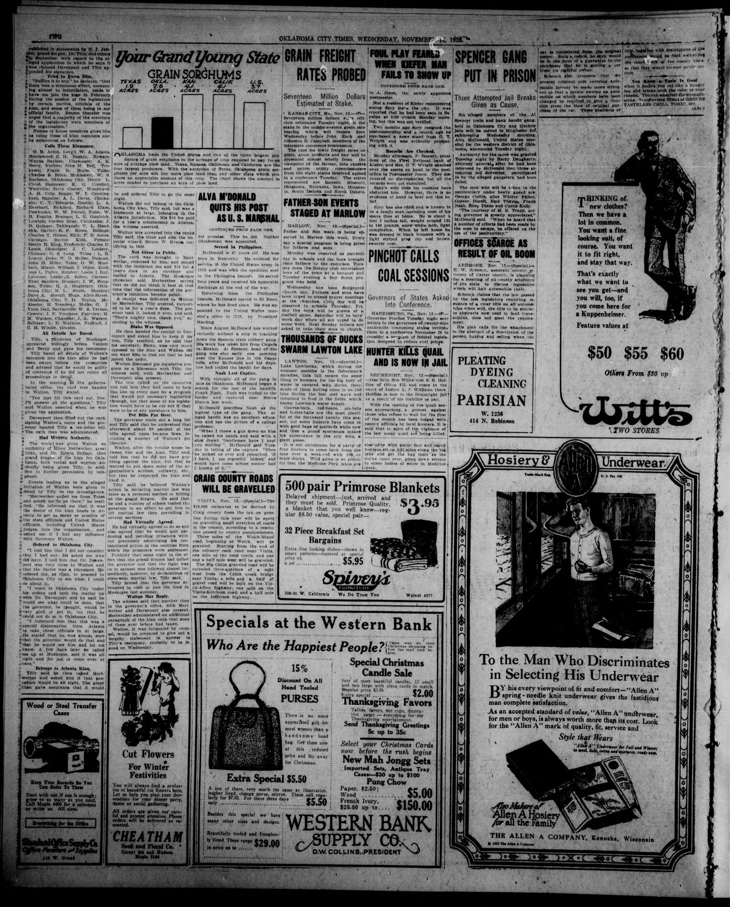 Oklahoma City Times (Oklahoma City, Okla.), Vol. 34, No. 170, Ed. 2 Wednesday, November 14, 1923
                                                
                                                    [Sequence #]: 2 of 22
                                                