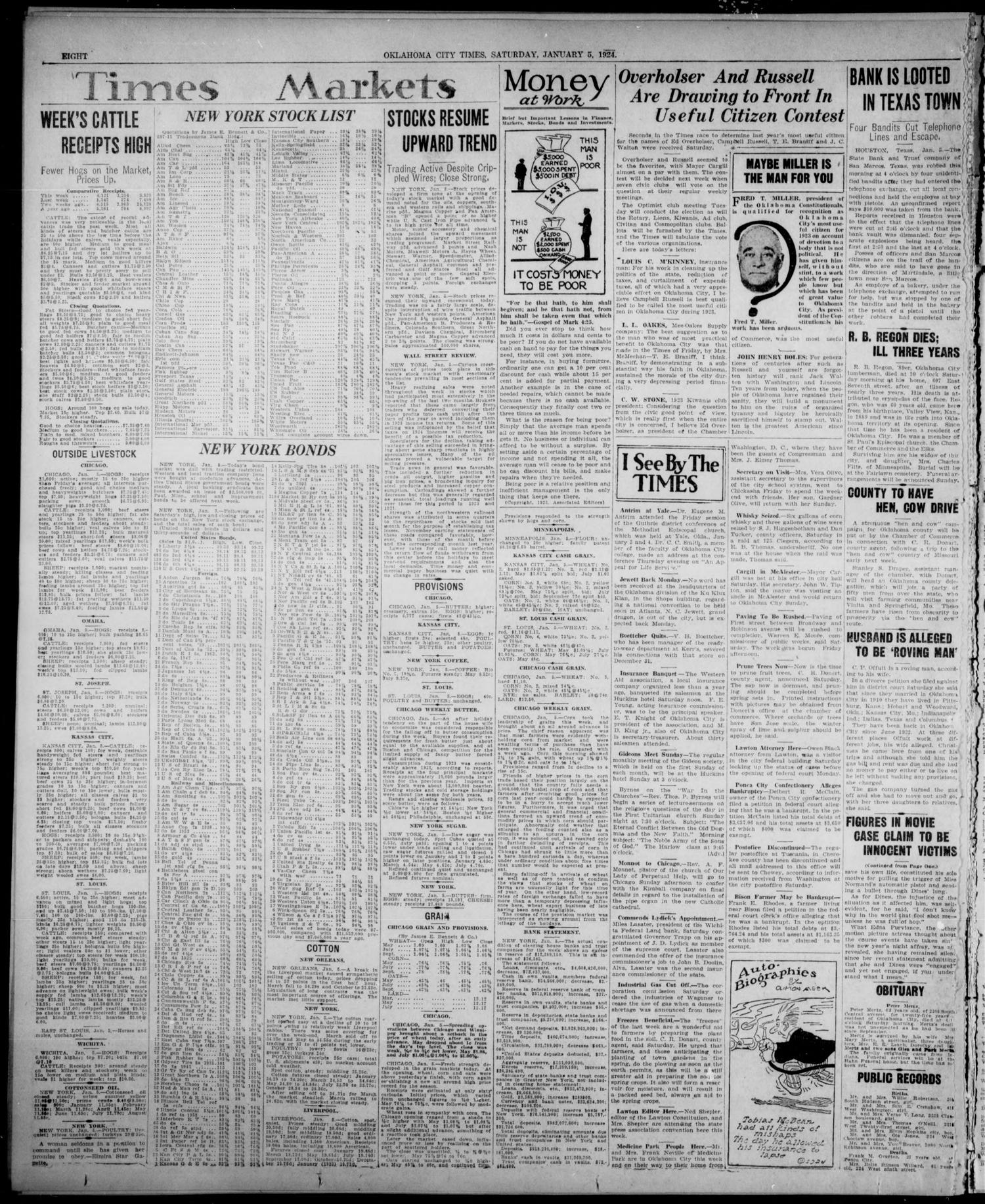 Oklahoma City Times (Oklahoma City, Okla.), Vol. 34, No. 215, Ed. 2 Saturday, January 5, 1924
                                                
                                                    [Sequence #]: 8 of 12
                                                