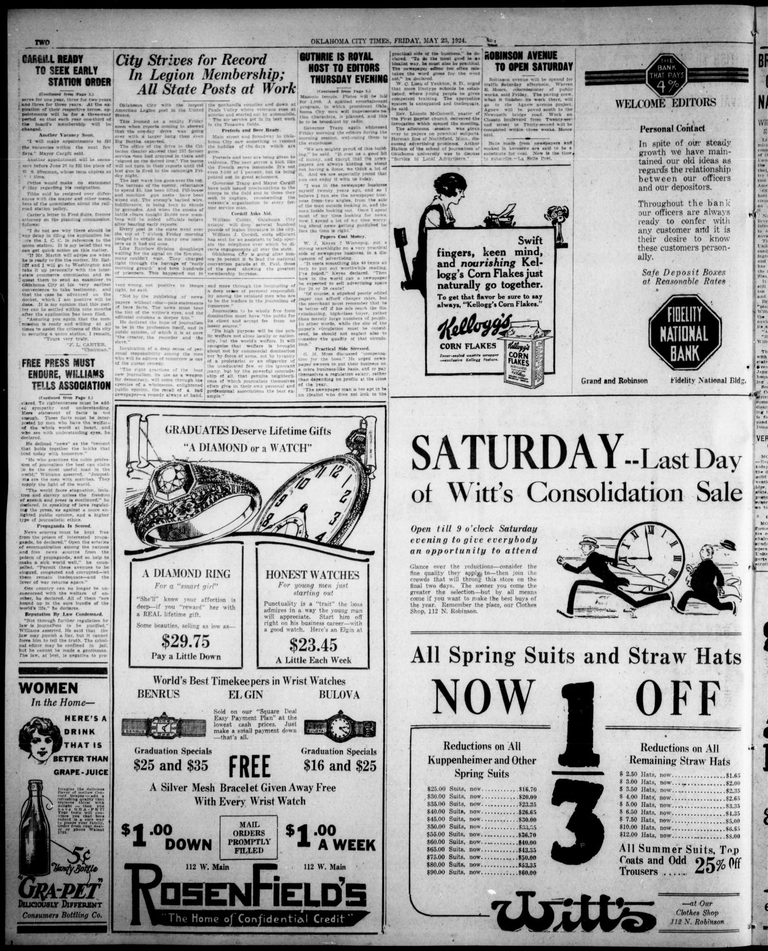 Oklahoma City Times (Oklahoma City, Okla.), Vol. 35, No. 17, Ed. 5 Friday, May 23, 1924
                                                
                                                    [Sequence #]: 2 of 24
                                                