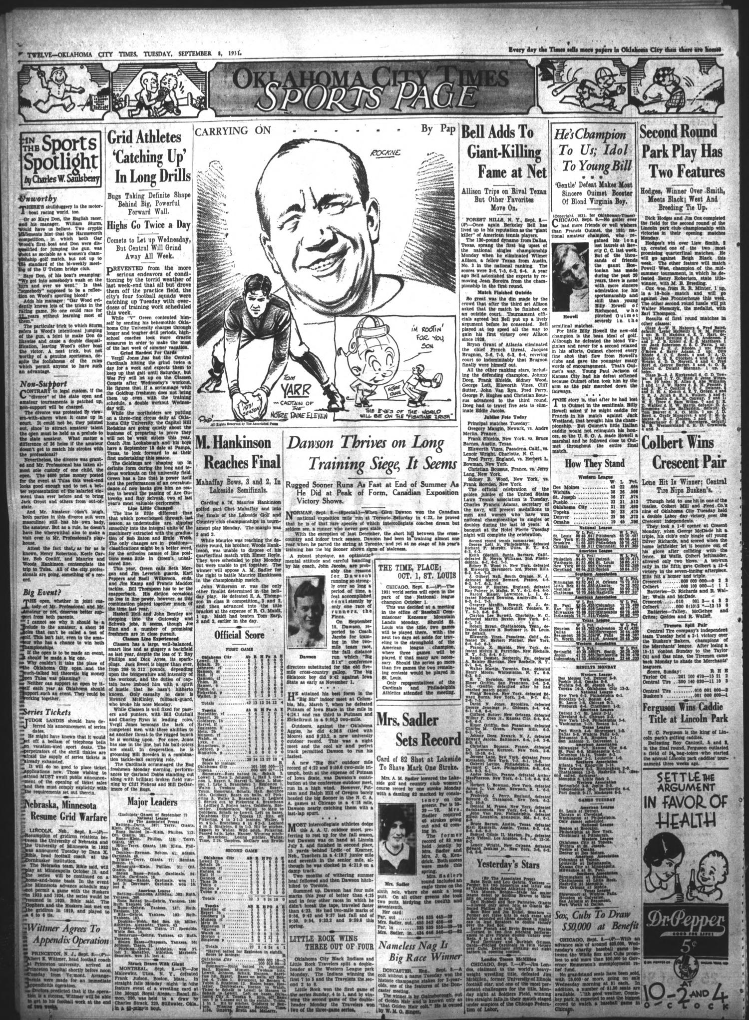 Oklahoma City Times (Oklahoma City, Okla.), Vol. 42, No. 100, Ed. 1 Tuesday, September 8, 1931
                                                
                                                    [Sequence #]: 12 of 18
                                                