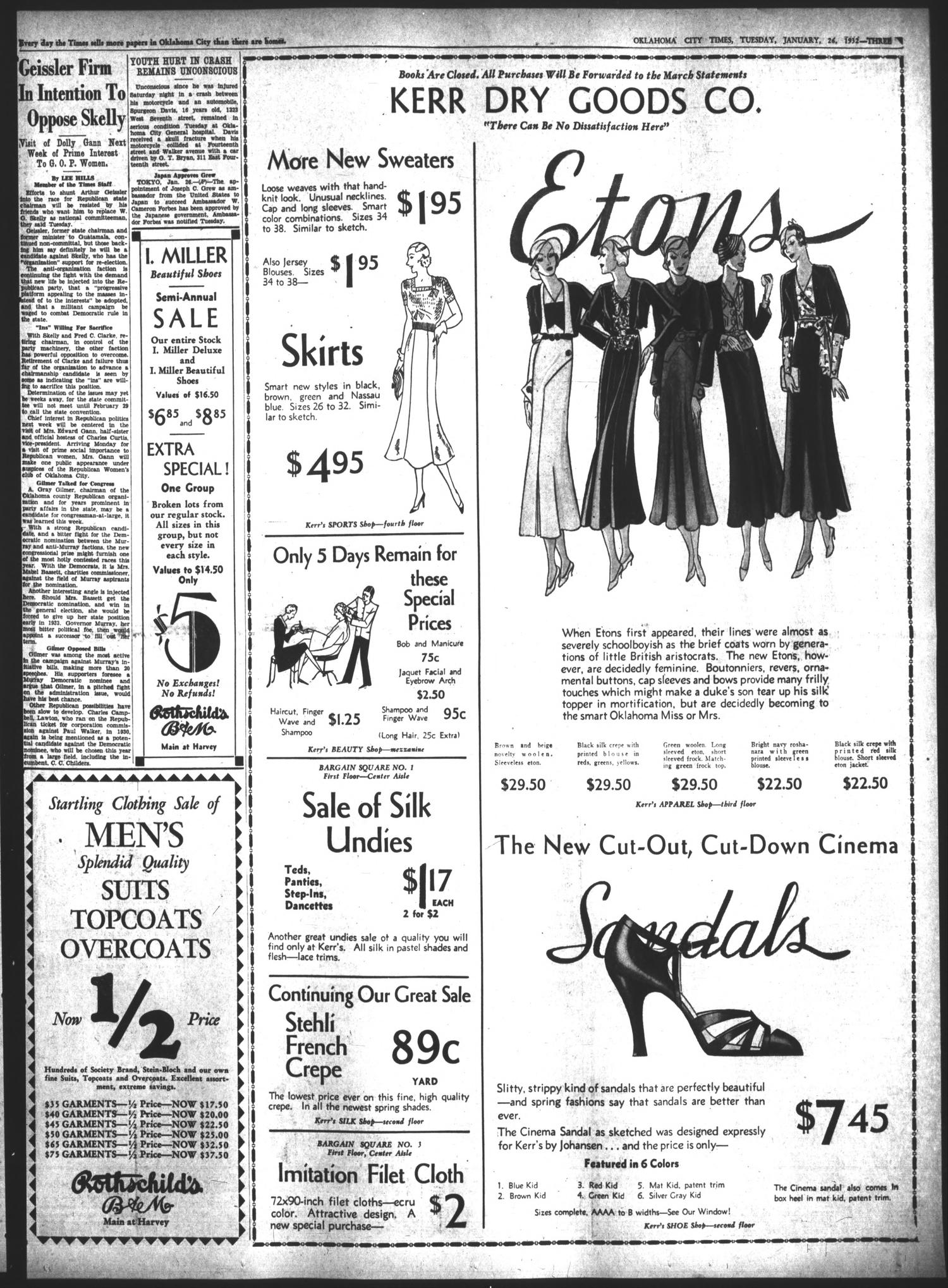 Oklahoma City Times (Oklahoma City, Okla.), Vol. 42, No. 220, Ed. 1 Tuesday, January 26, 1932
                                                
                                                    [Sequence #]: 3 of 20
                                                