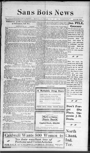 Primary view of object titled 'Sans Bois News (McCurtain, Indian Terr.), Vol. 1, No. 43, Ed. 1 Thursday, July 27, 1905'.