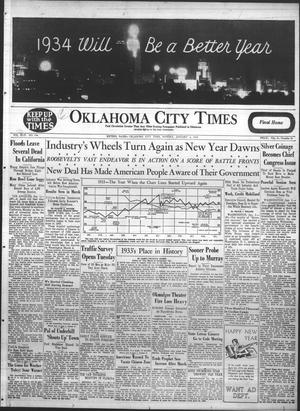 Primary view of object titled 'Oklahoma City Times (Oklahoma City, Okla.), Vol. 44, No. 196, Ed. 1 Monday, January 1, 1934'.