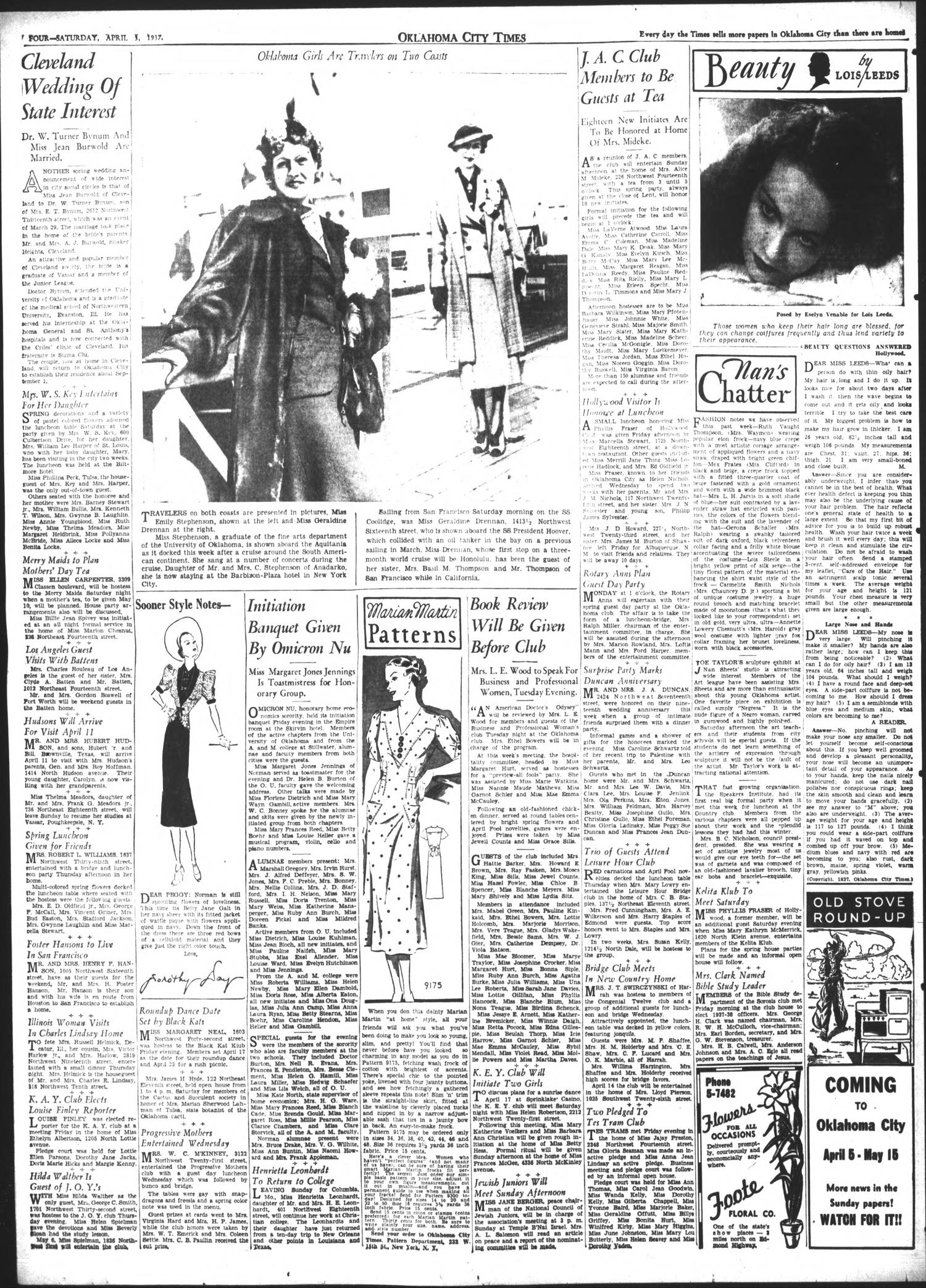 Oklahoma City Times (Oklahoma City, Okla.), Vol. 47, No. 274, Ed. 1 Saturday, April 3, 1937
                                                
                                                    [Sequence #]: 4 of 18
                                                