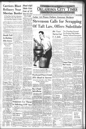 Primary view of object titled 'Oklahoma City Times (Oklahoma City, Okla.), Vol. 63, No. 177, Ed. 2 Monday, September 1, 1952'.